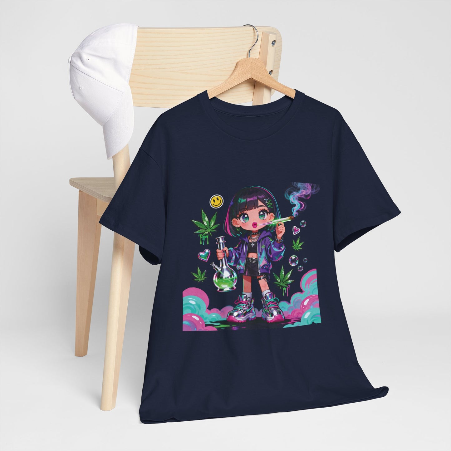 Graphic Tee — Cute Grunge Girl with 420 Art (Kawaii Stoner Aesthetic)