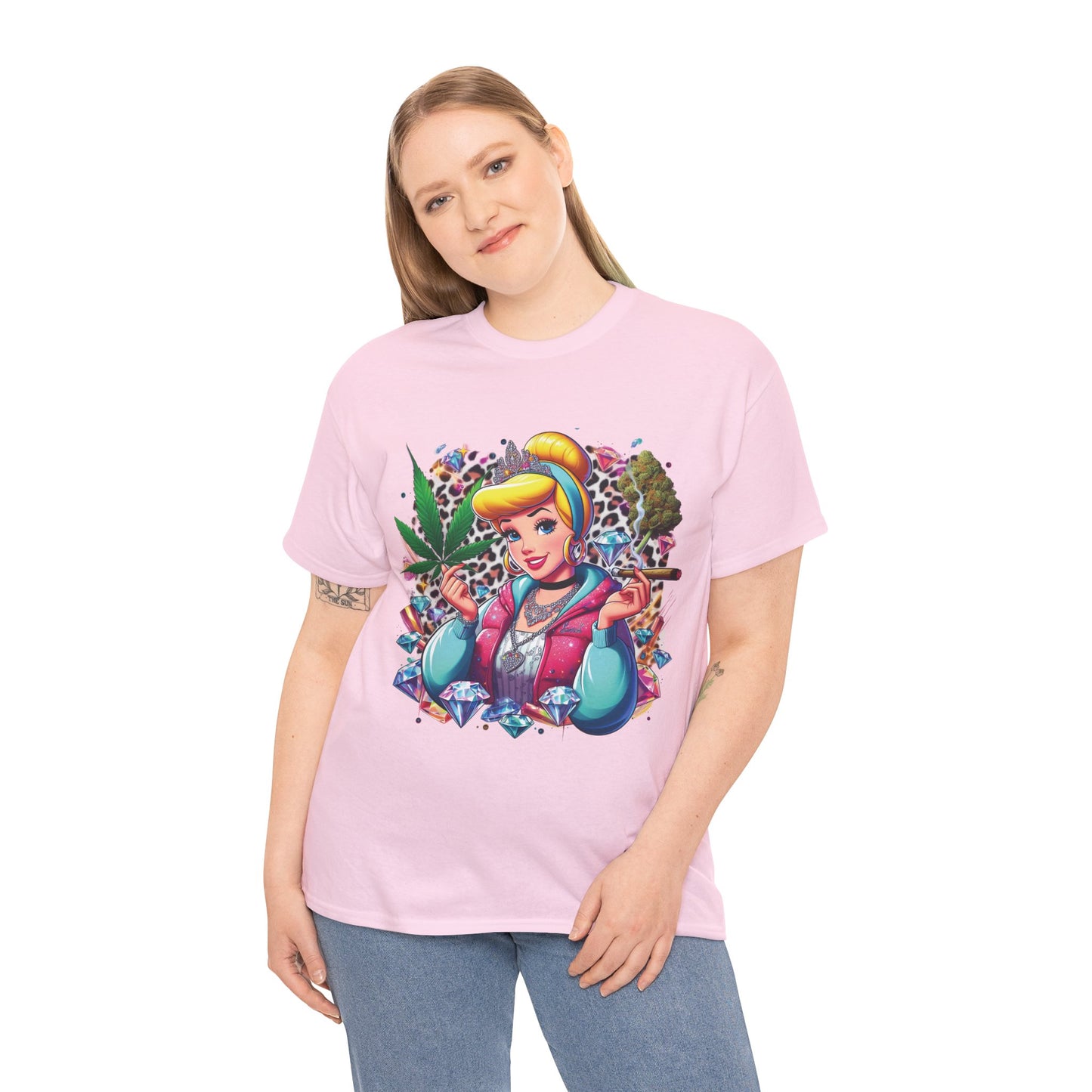Cinderella Stoner Graphic Tee — Retro Princess Smoking Weed Art Shirt