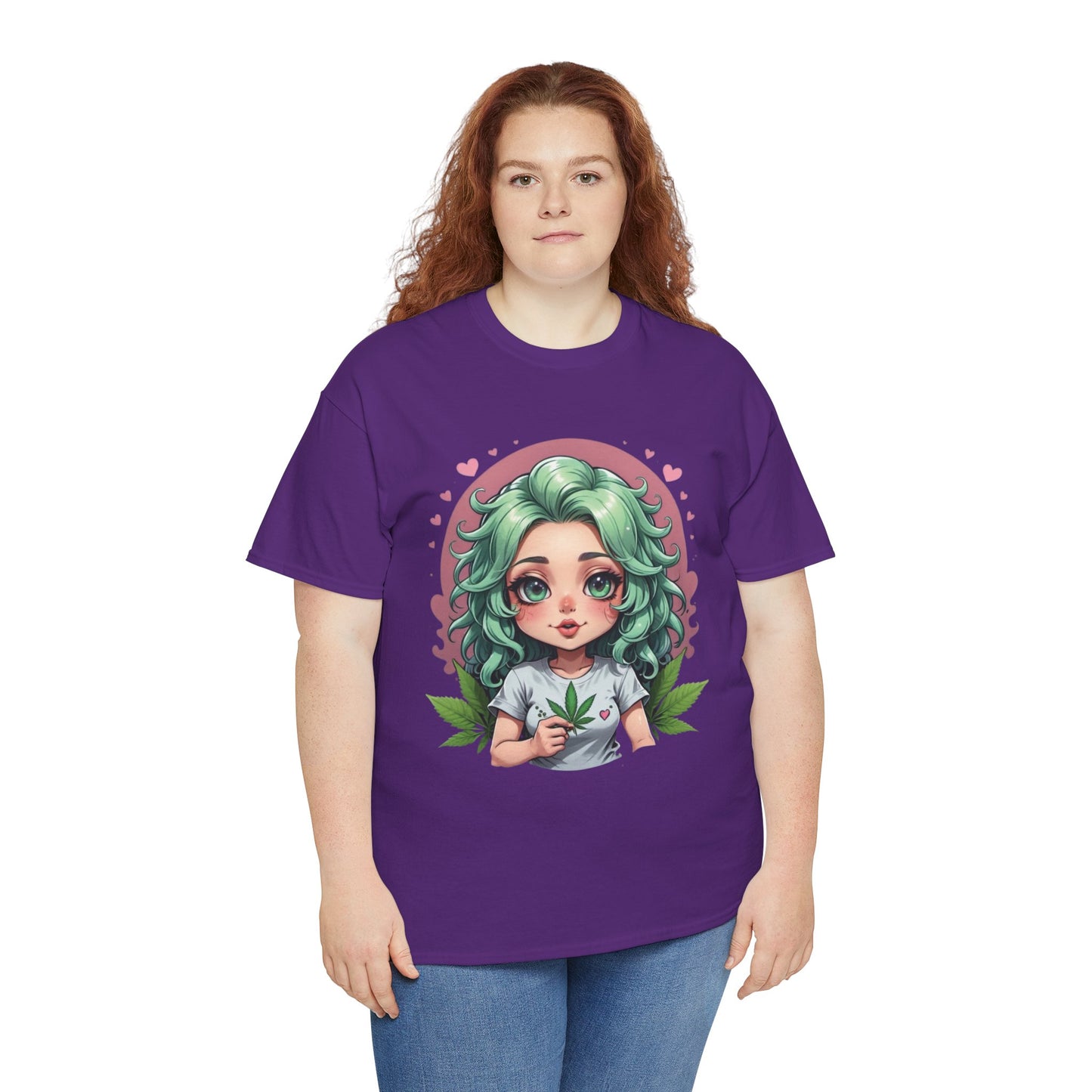 Plant Girl Cute Tee — Green Hair Anime Girl Graphic T-Shirt