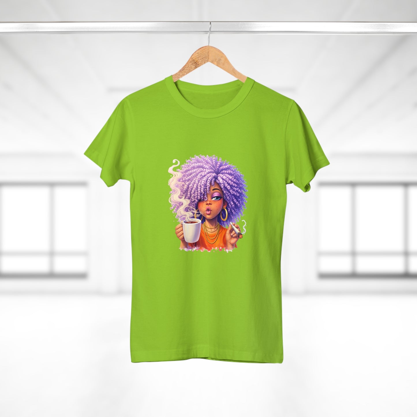 Women's T-Shirt — Afro Puff Coffee Girl Graphic Tee