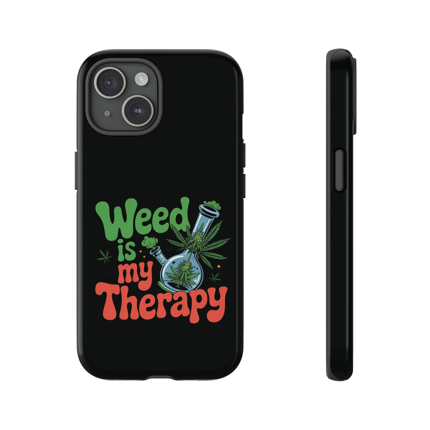Phone Case — "Weed Is My Therapy" Retro Cannabis Design