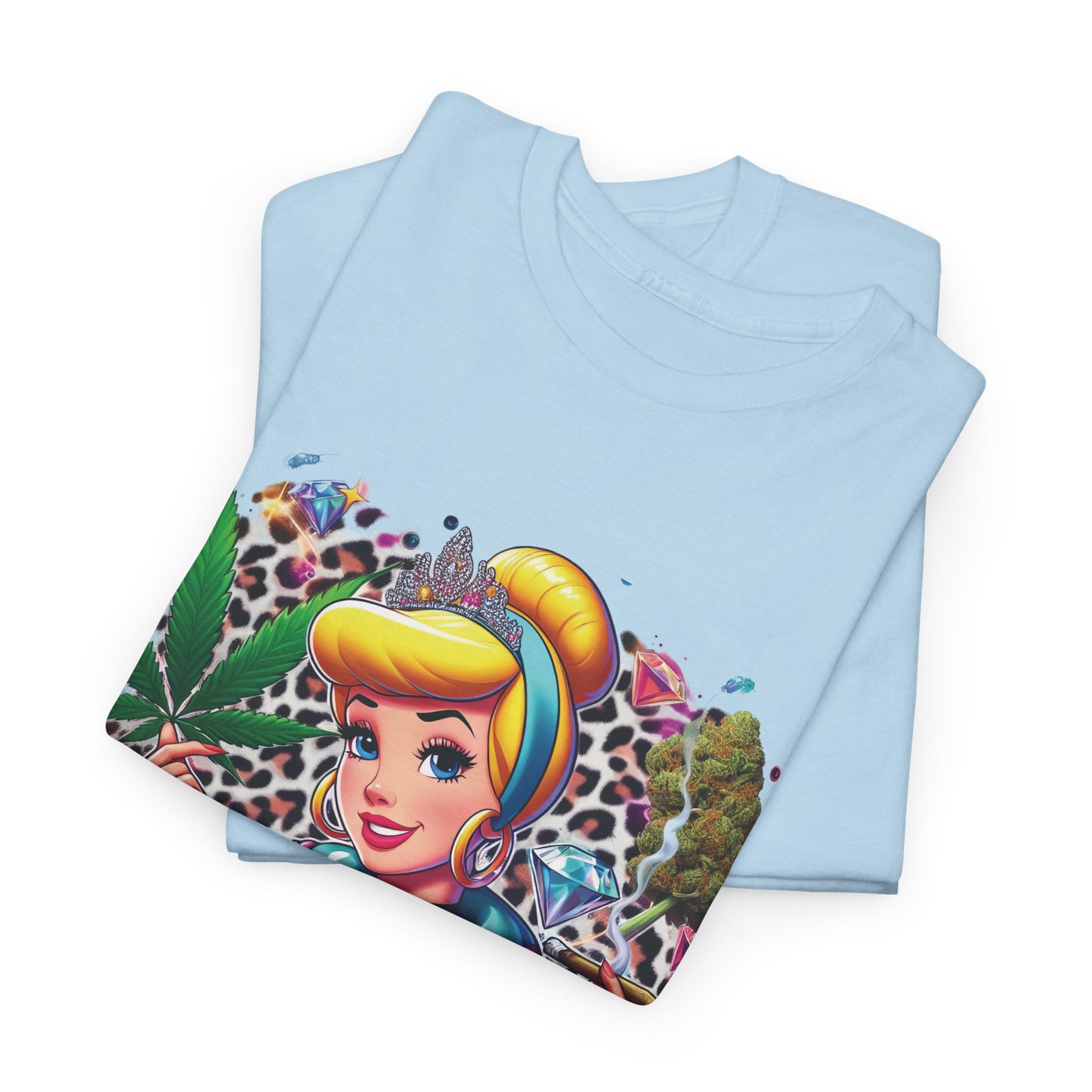 Cinderella Stoner Graphic Tee — Retro Princess Smoking Weed Art Shirt