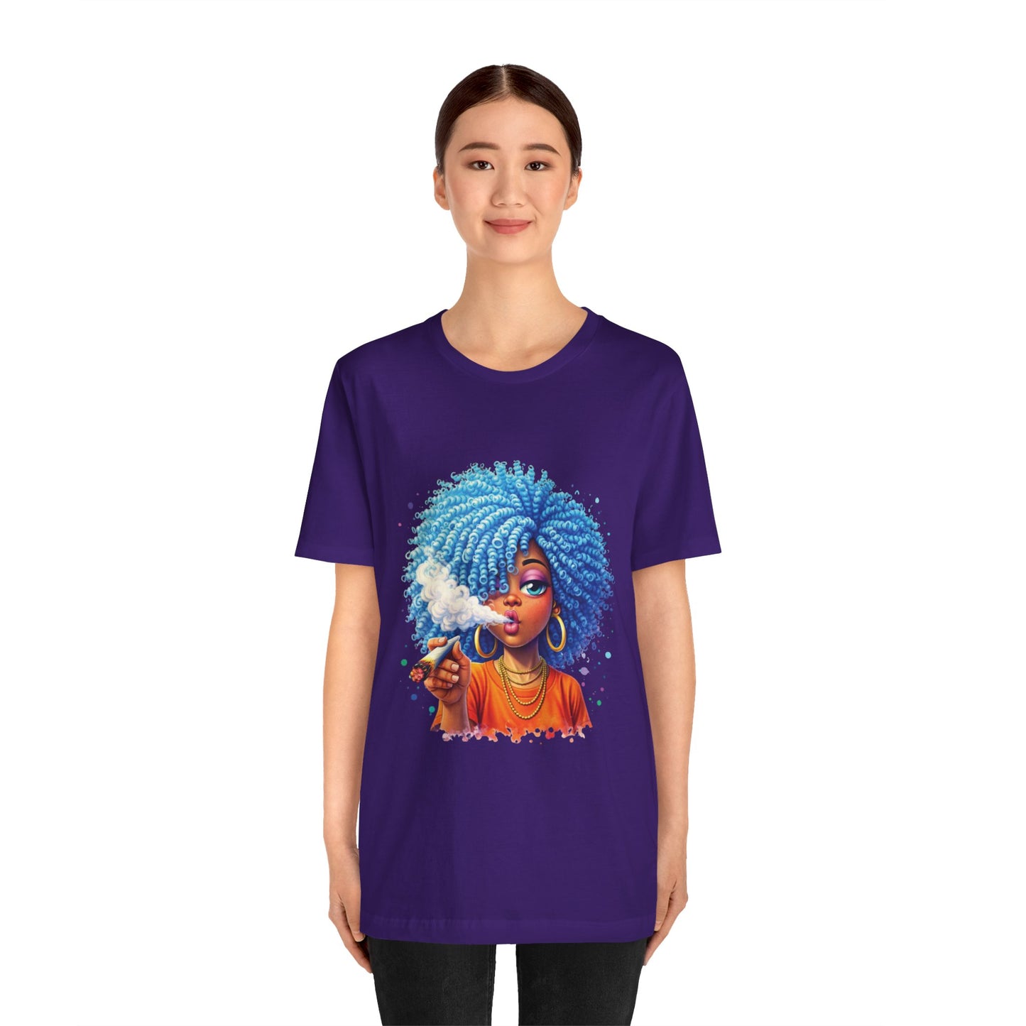 Afro Puff Vibes T-Shirt — Cool Blue Hair Graphic Tee