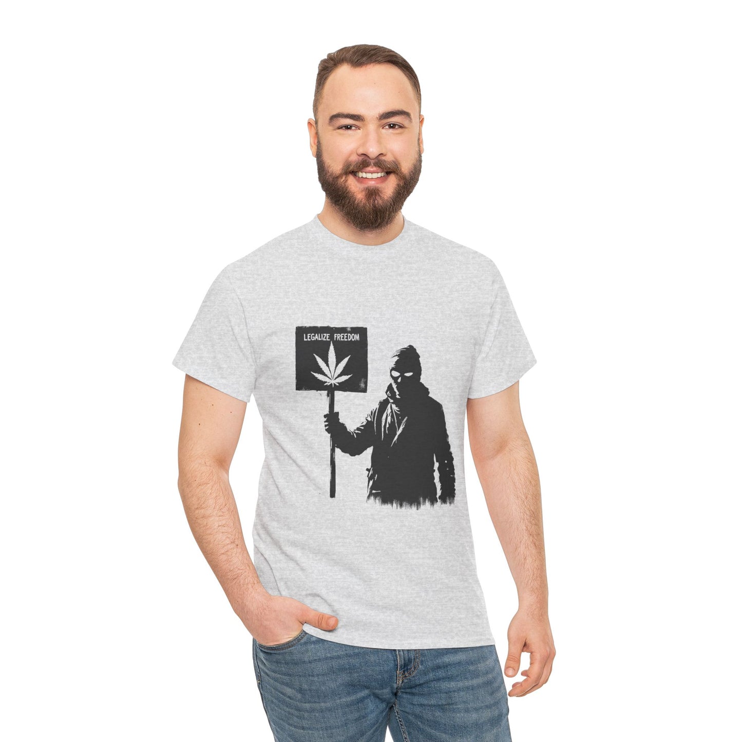 Protester Holding 'Legalize Freedom' Weed Tee