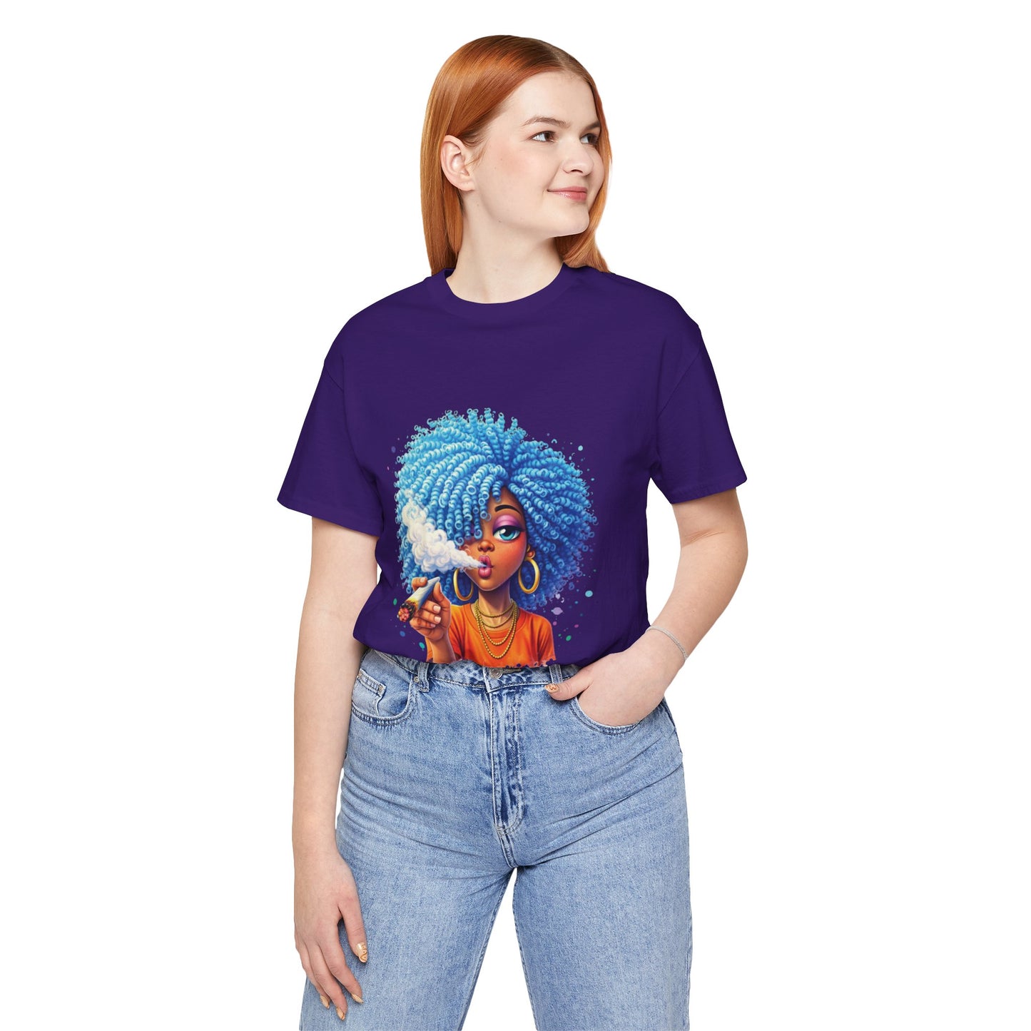 Afro Puff Vibes T-Shirt — Cool Blue Hair Graphic Tee