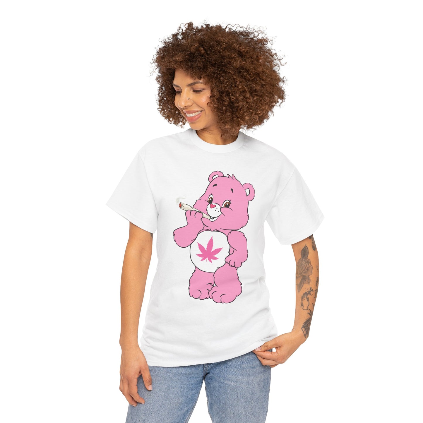 Pink 420 Bear T‑Shirt — Cute Stoner Graphic Tee