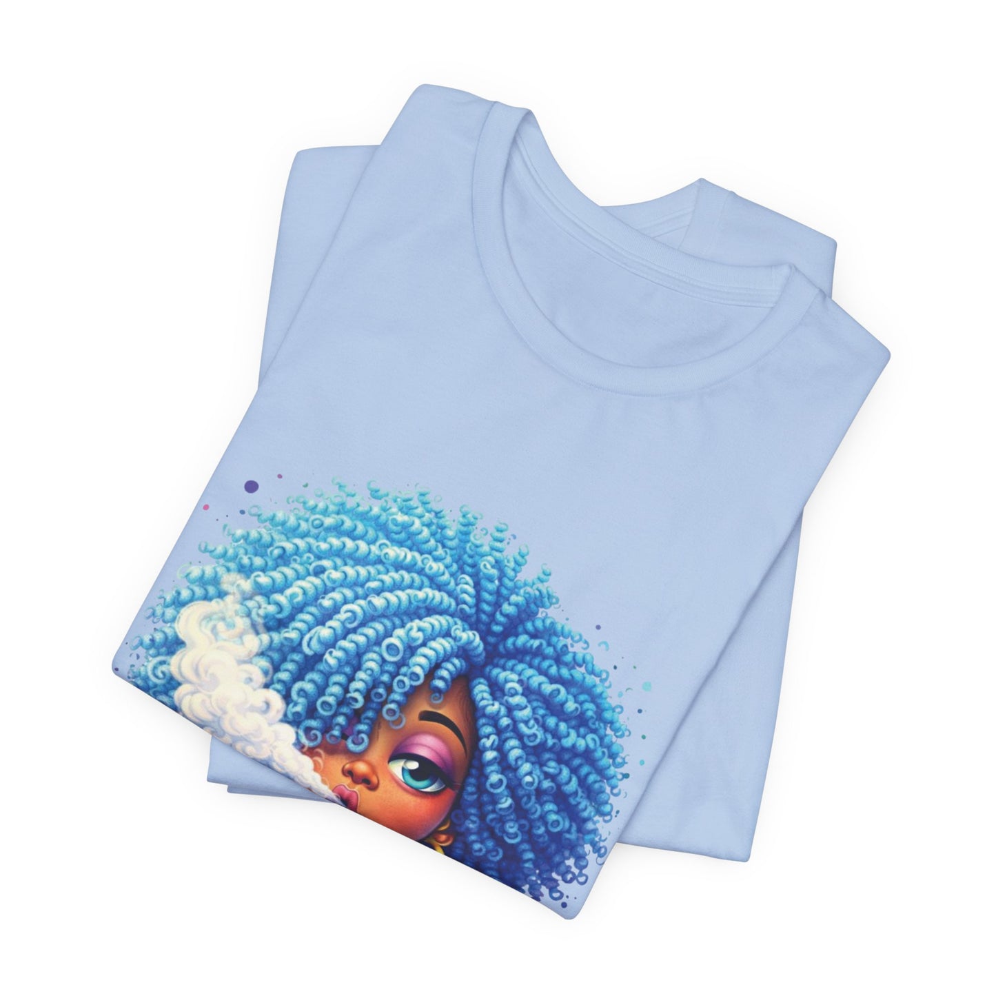 Afro Puff Vibes T-Shirt — Cool Blue Hair Graphic Tee