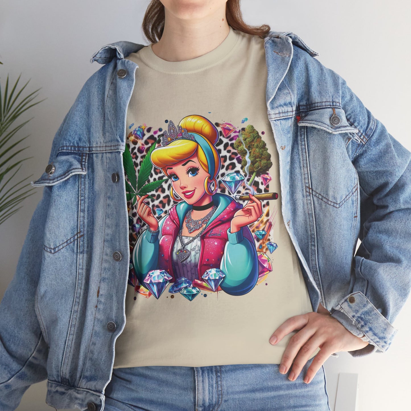Cinderella Stoner Graphic Tee — Retro Princess Smoking Weed Art Shirt