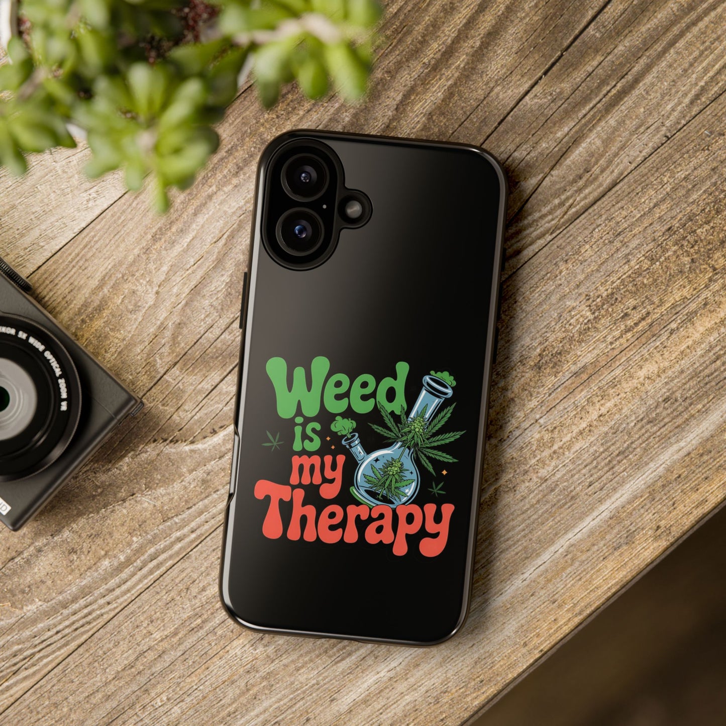 Phone Case — "Weed Is My Therapy" Retro Cannabis Design