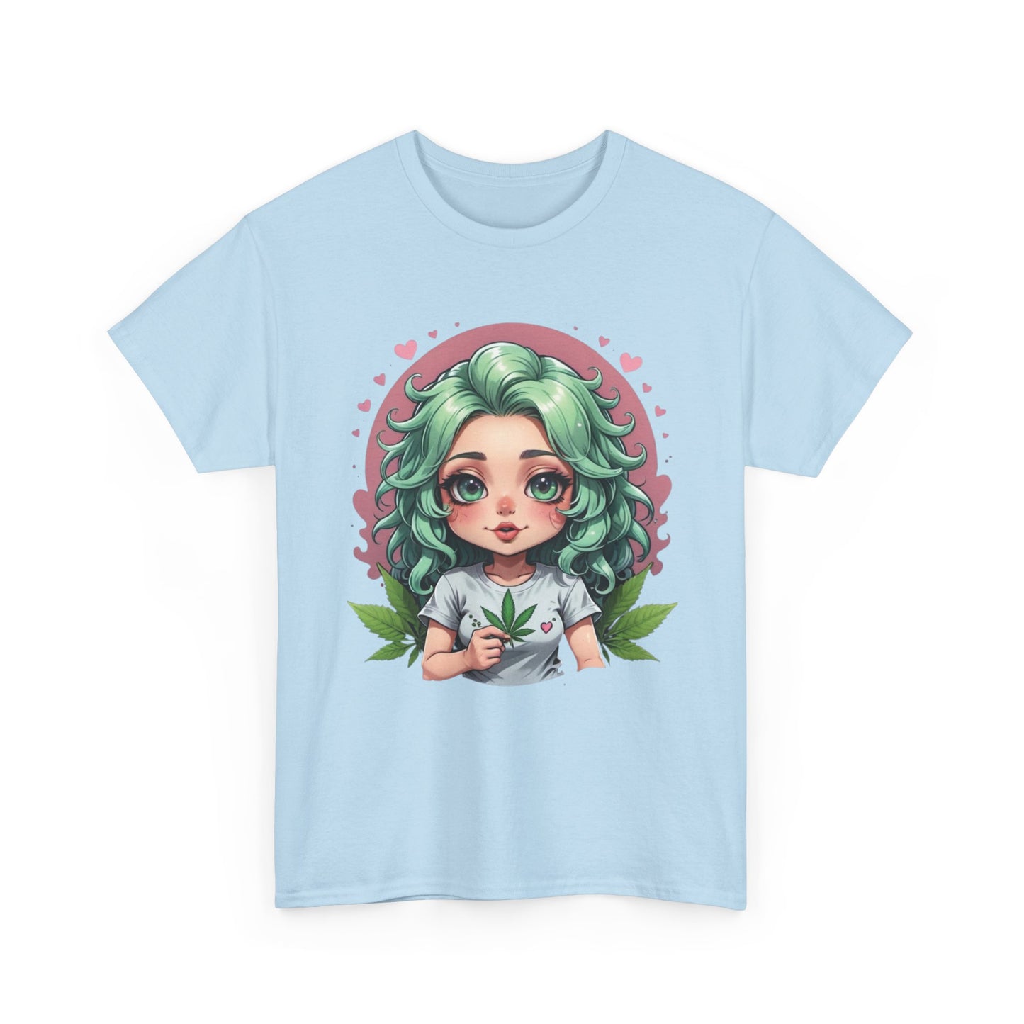 Plant Girl Cute Tee — Green Hair Anime Girl Graphic T-Shirt