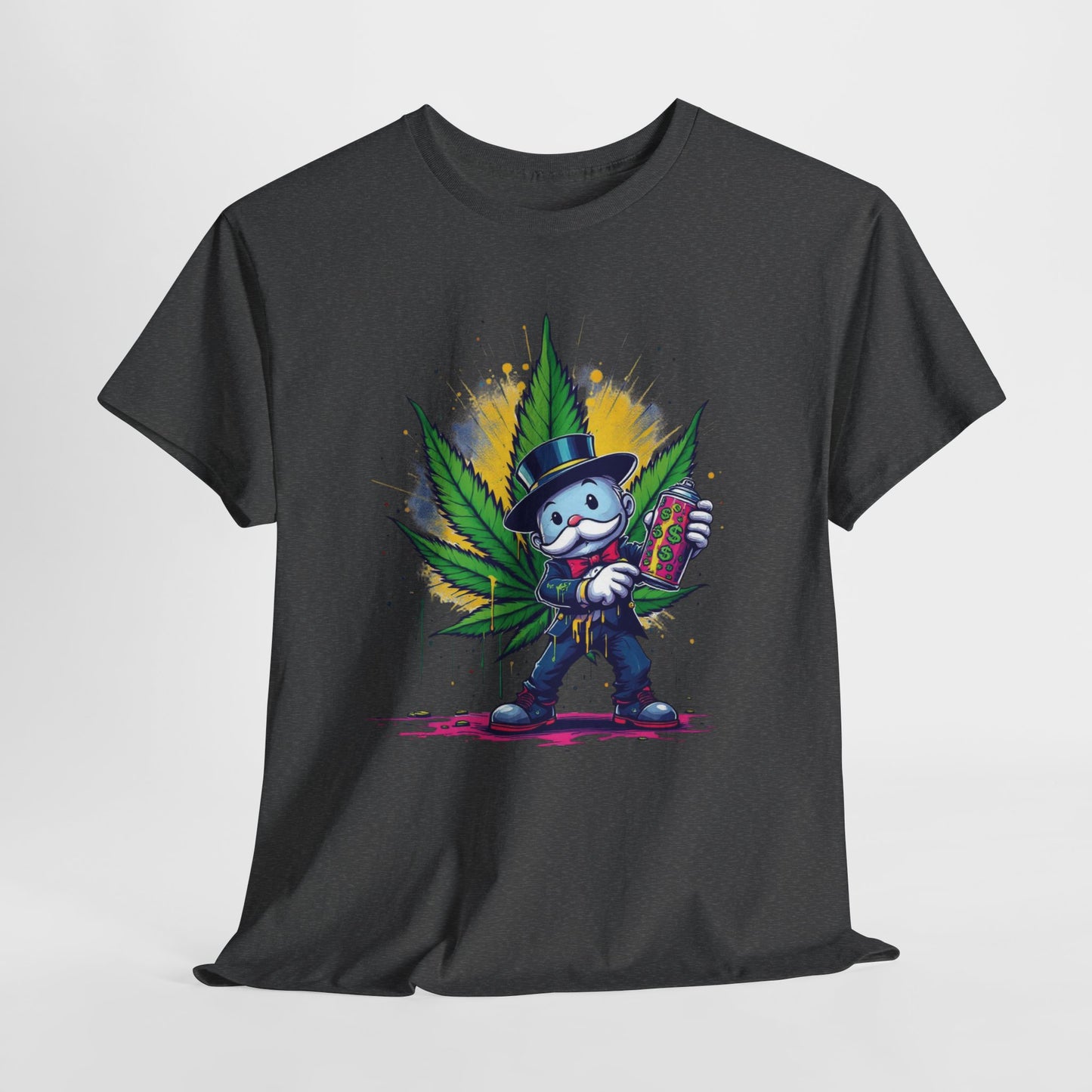 Cute Stoner Holiday Tee with Leaf and Spray Can