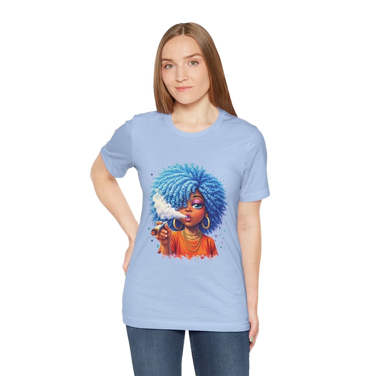 Afro Puff Vibes T-Shirt — Cool Blue Hair Graphic Tee