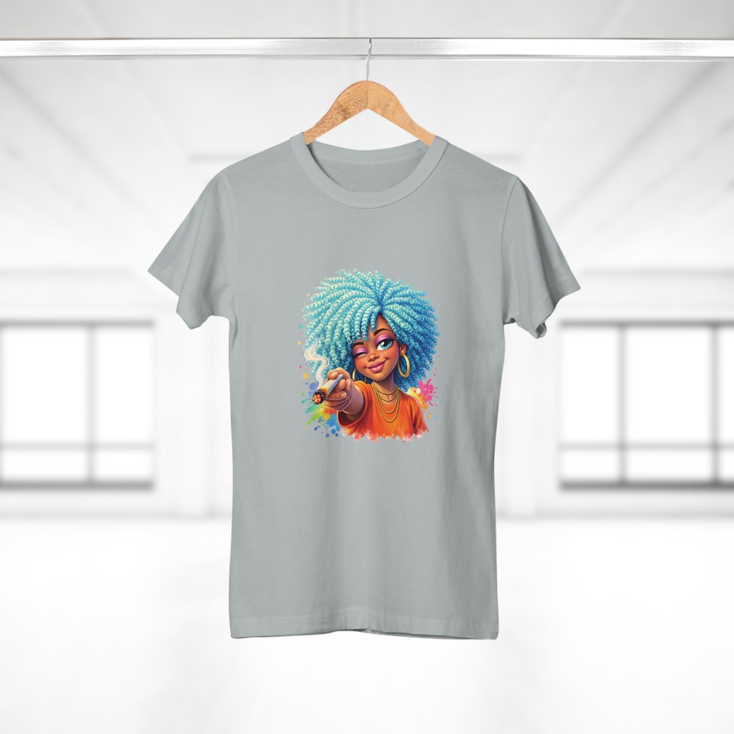Afro Girl Pointing Graphic T-Shirt — Colorful Natural Hair Illustration Tee
