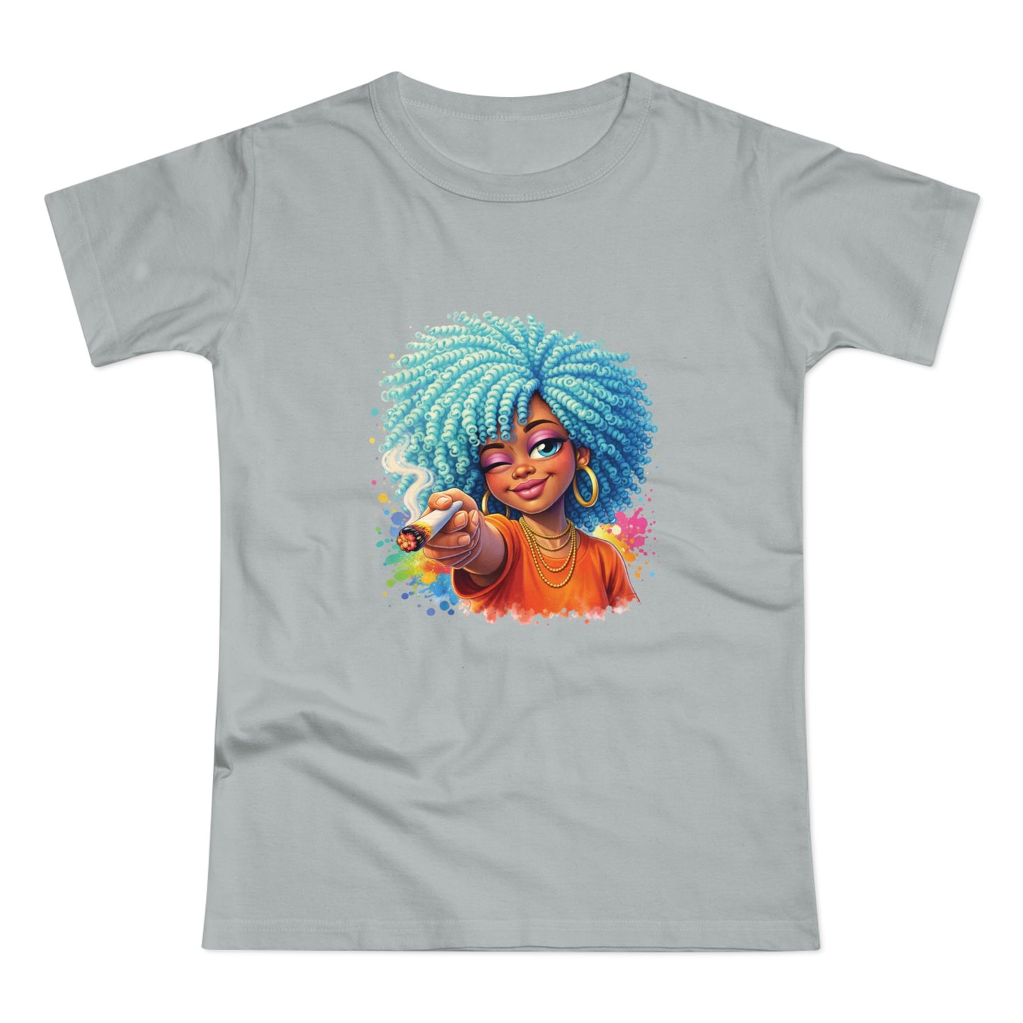Afro Girl Pointing Graphic T-Shirt — Colorful Natural Hair Illustration Tee