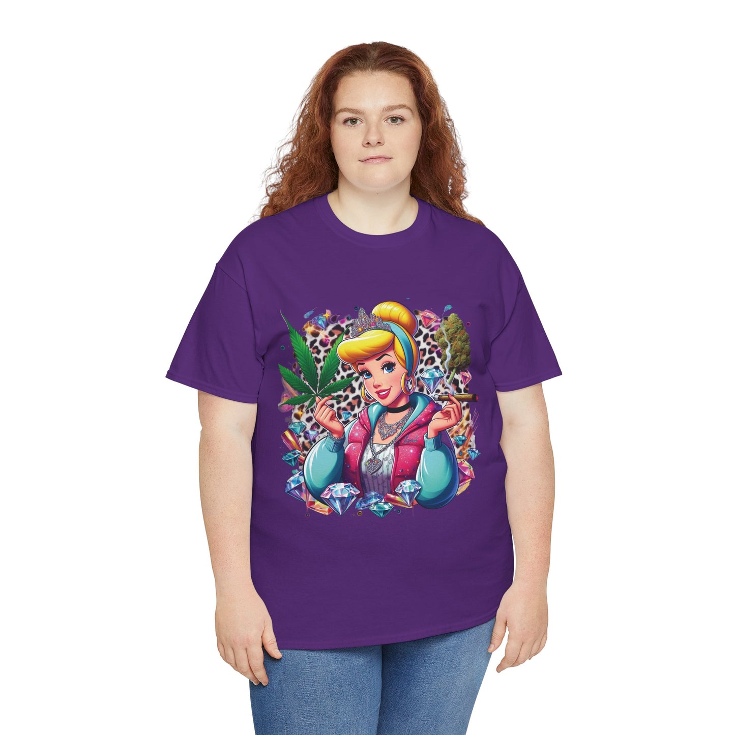 Cinderella Stoner Graphic Tee — Retro Princess Smoking Weed Art Shirt