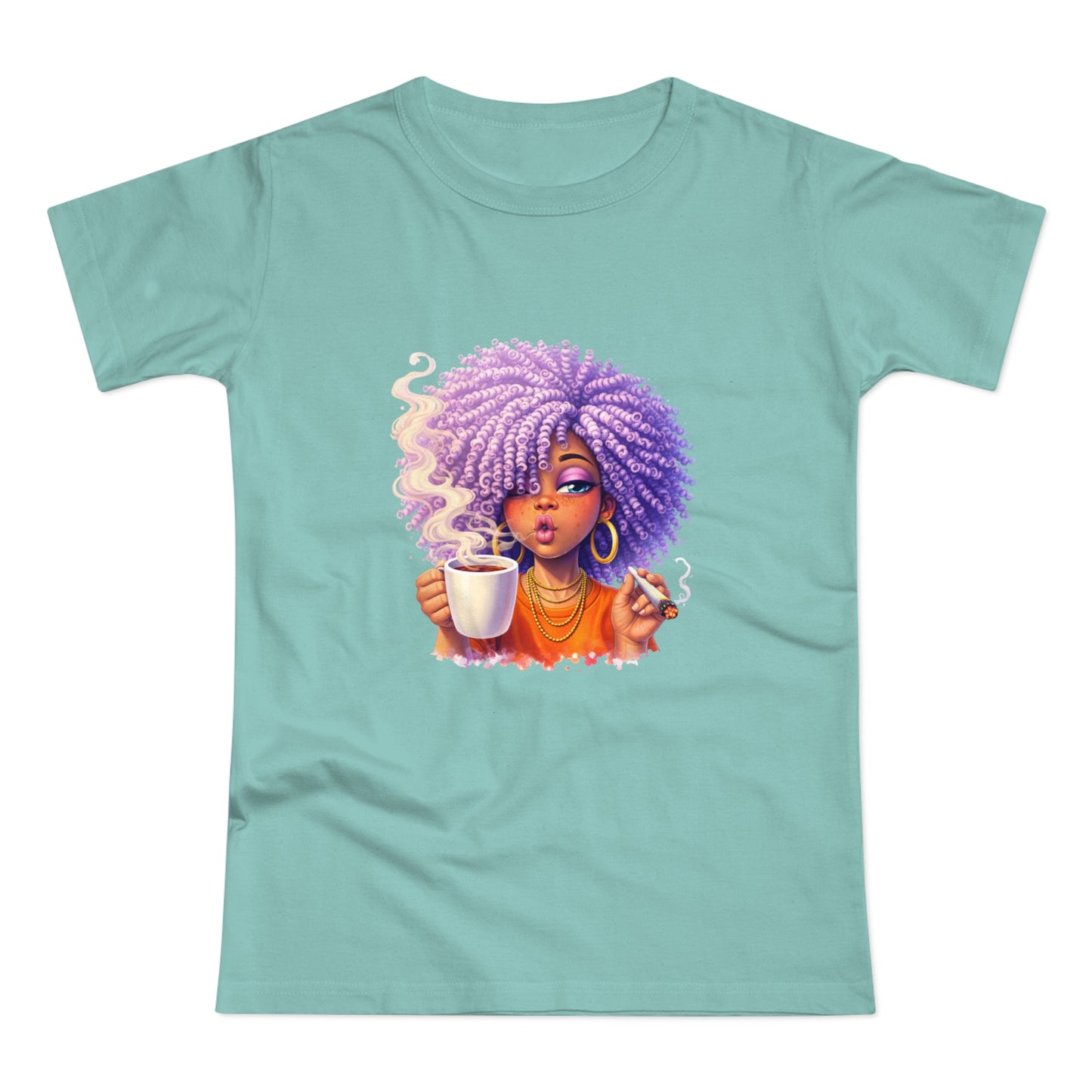 Women's T-Shirt — Afro Puff Coffee Girl Graphic Tee
