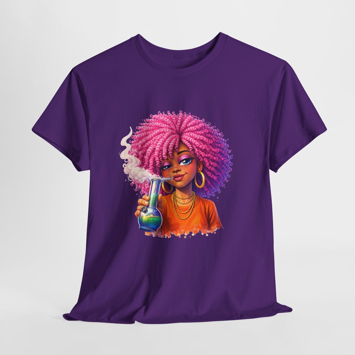 Pink Afro Girl Graphic Tee — Colorful Sassy Retro Portrait T‑Shirt