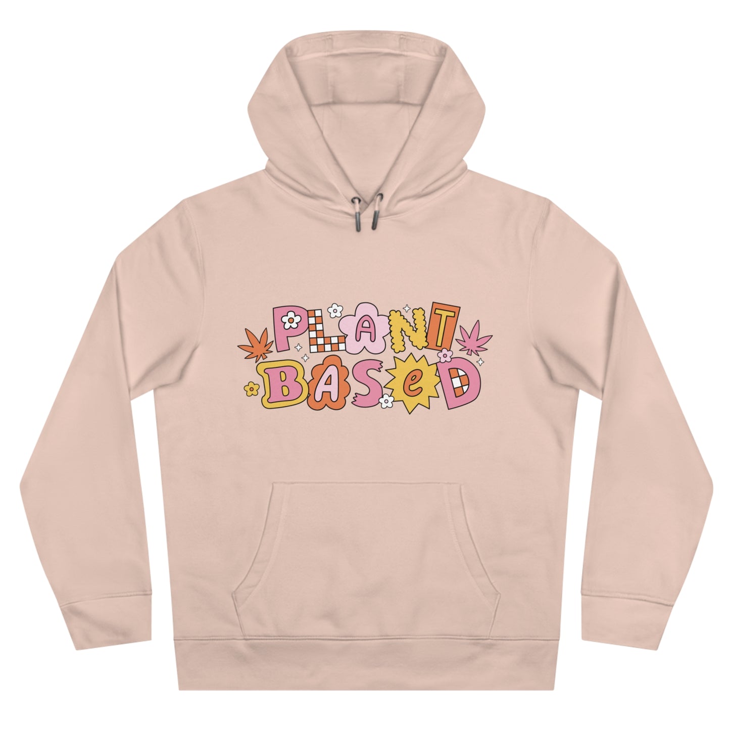 Hoodie — “Plant Based” Front + “Smoke Weed & Love Yourself” Retro Puff Graphic