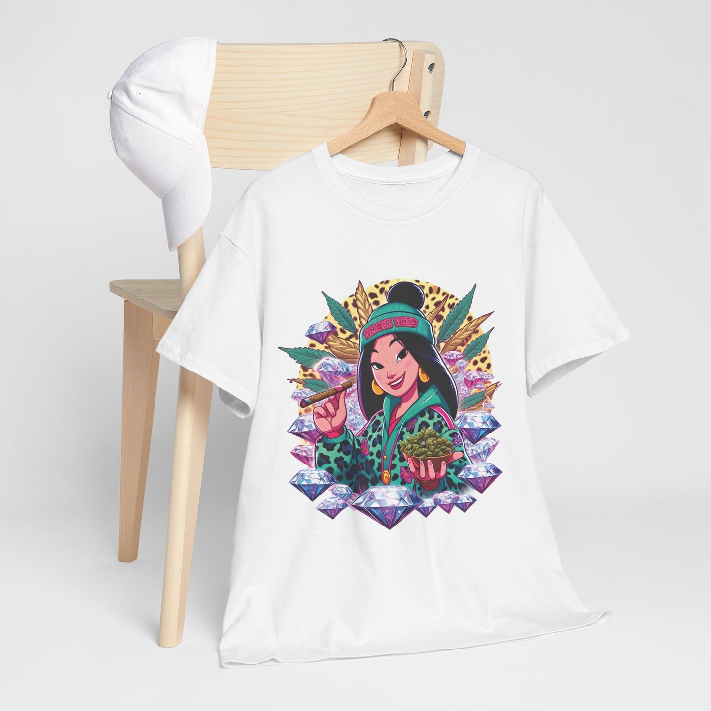 Mulan Floral Portrait T‑Shirt — Vibrant Asian Princess Illustration Tee