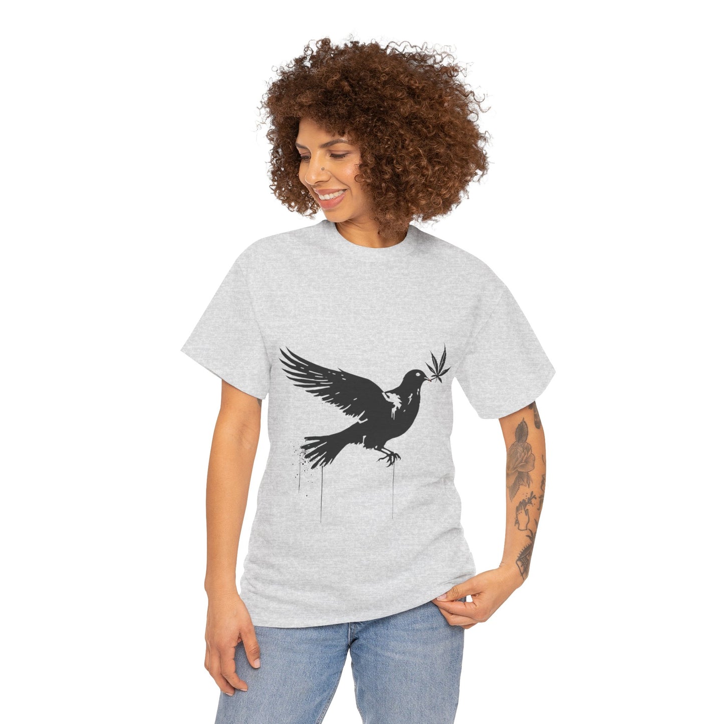 Dove with Weed Leaf Tee — Peace Dove Graphic T-Shirt