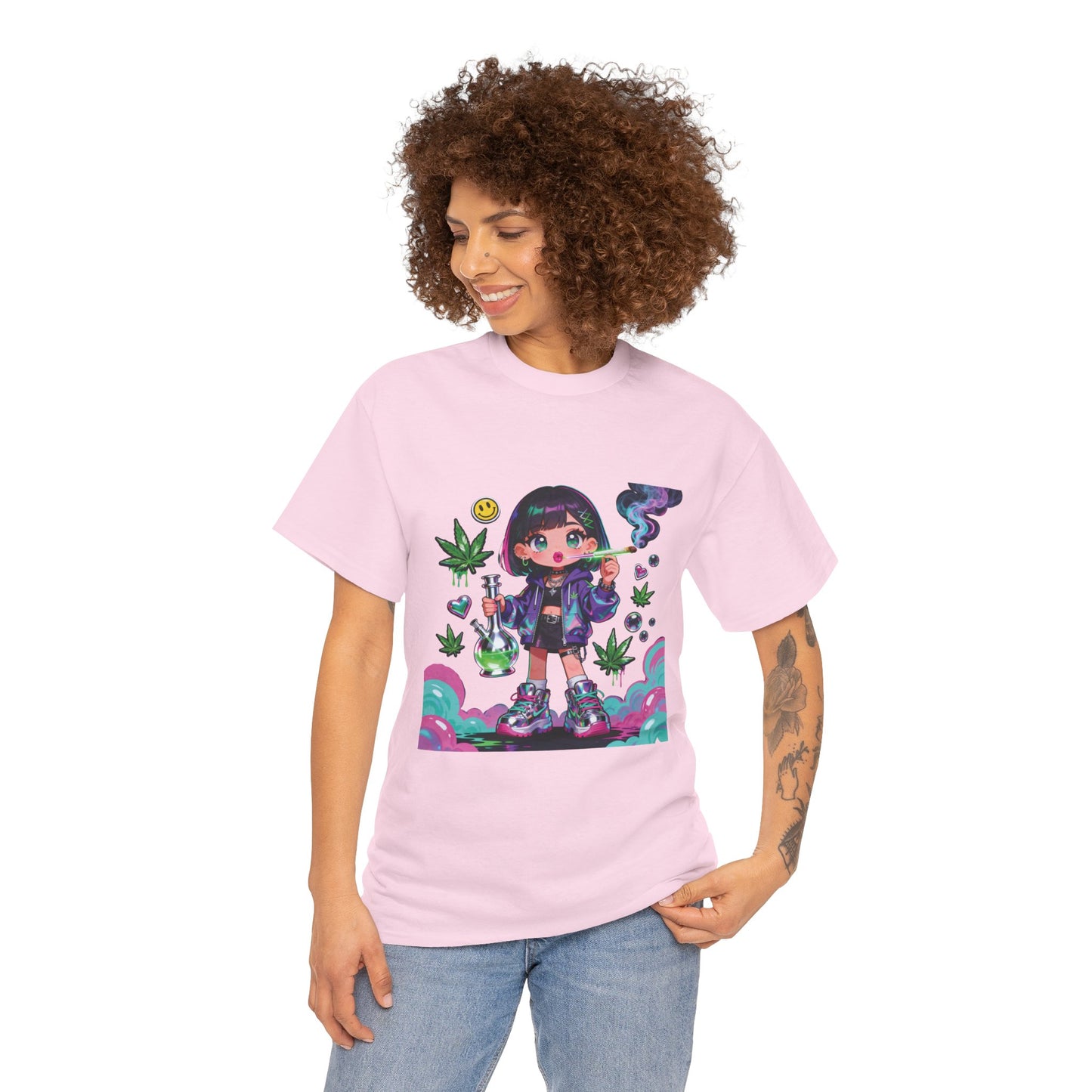 Graphic Tee — Cute Grunge Girl with 420 Art (Kawaii Stoner Aesthetic)