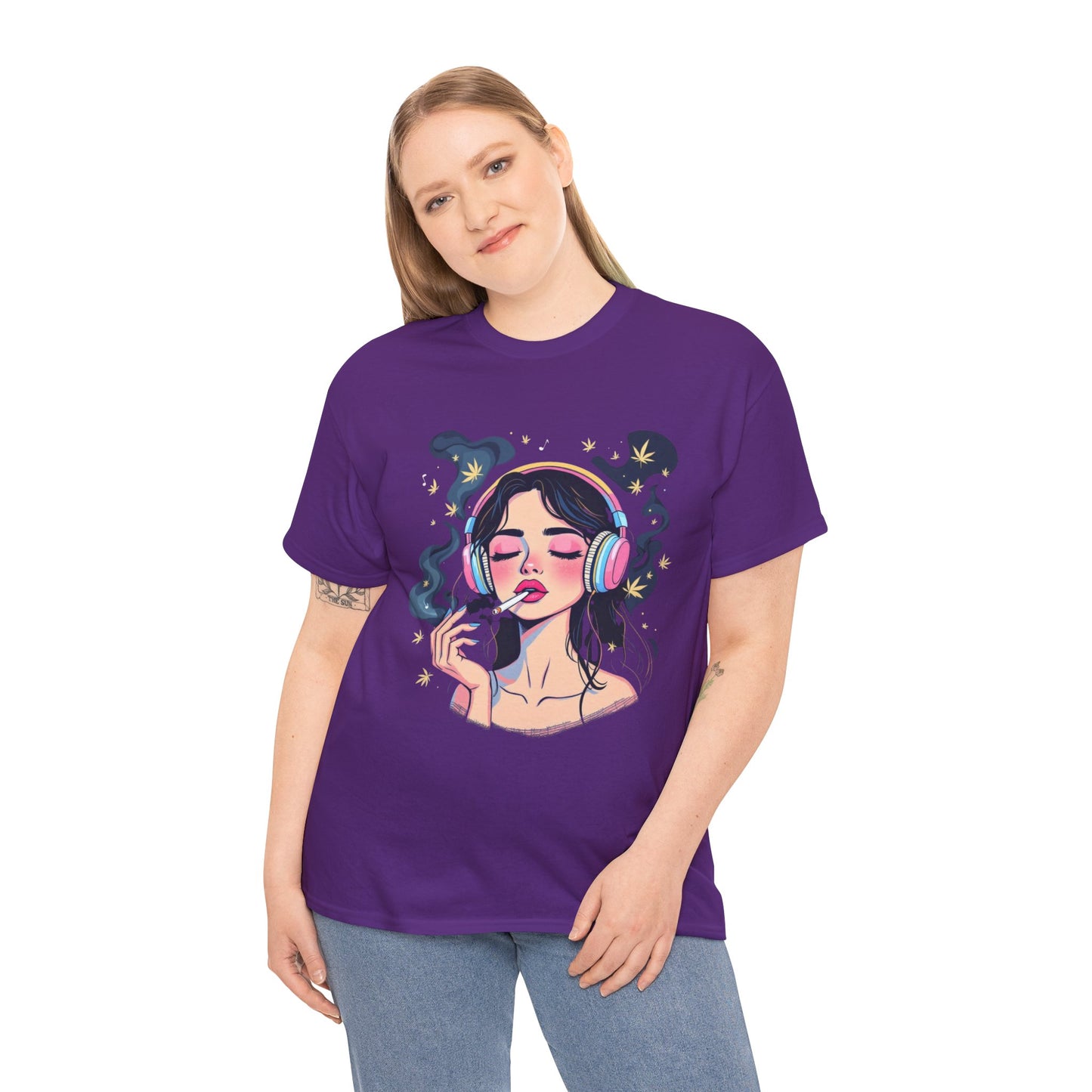 Music Lover Tee — Dreamy Girl with Headphones Graphic T‑Shirt