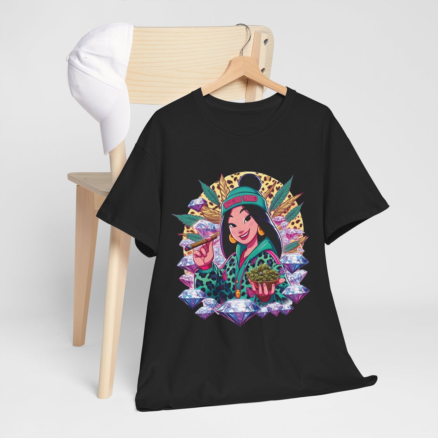 Mulan Floral Portrait T‑Shirt — Vibrant Asian Princess Illustration Tee