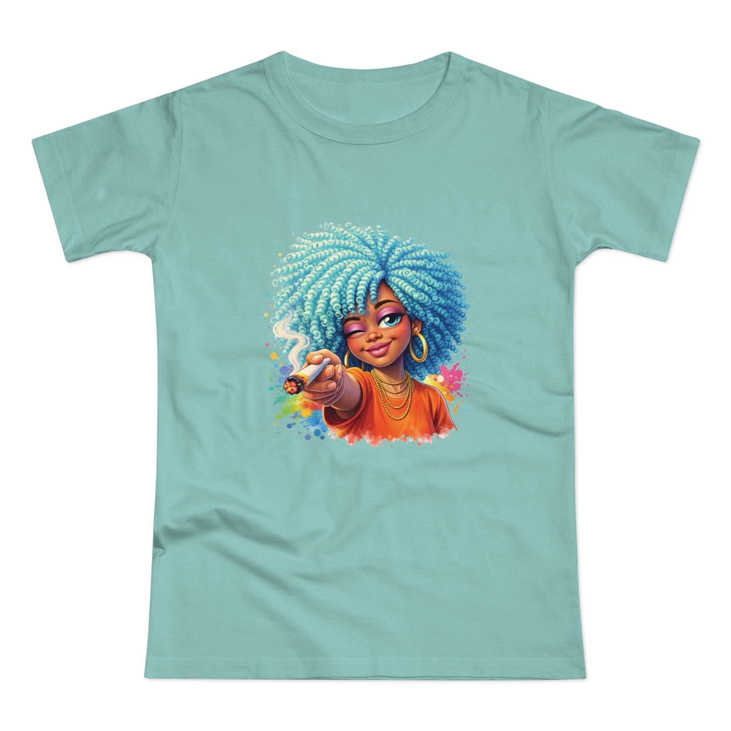 Afro Girl Pointing Graphic T-Shirt — Colorful Natural Hair Illustration Tee