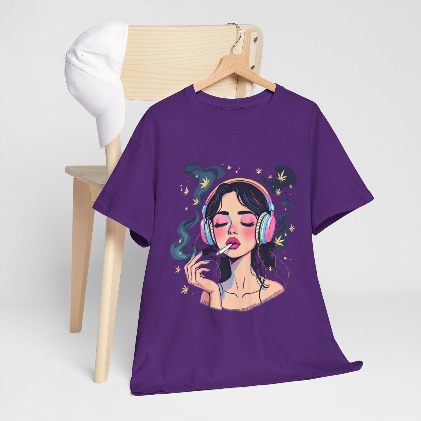 Music Lover Tee — Dreamy Girl with Headphones Graphic T‑Shirt
