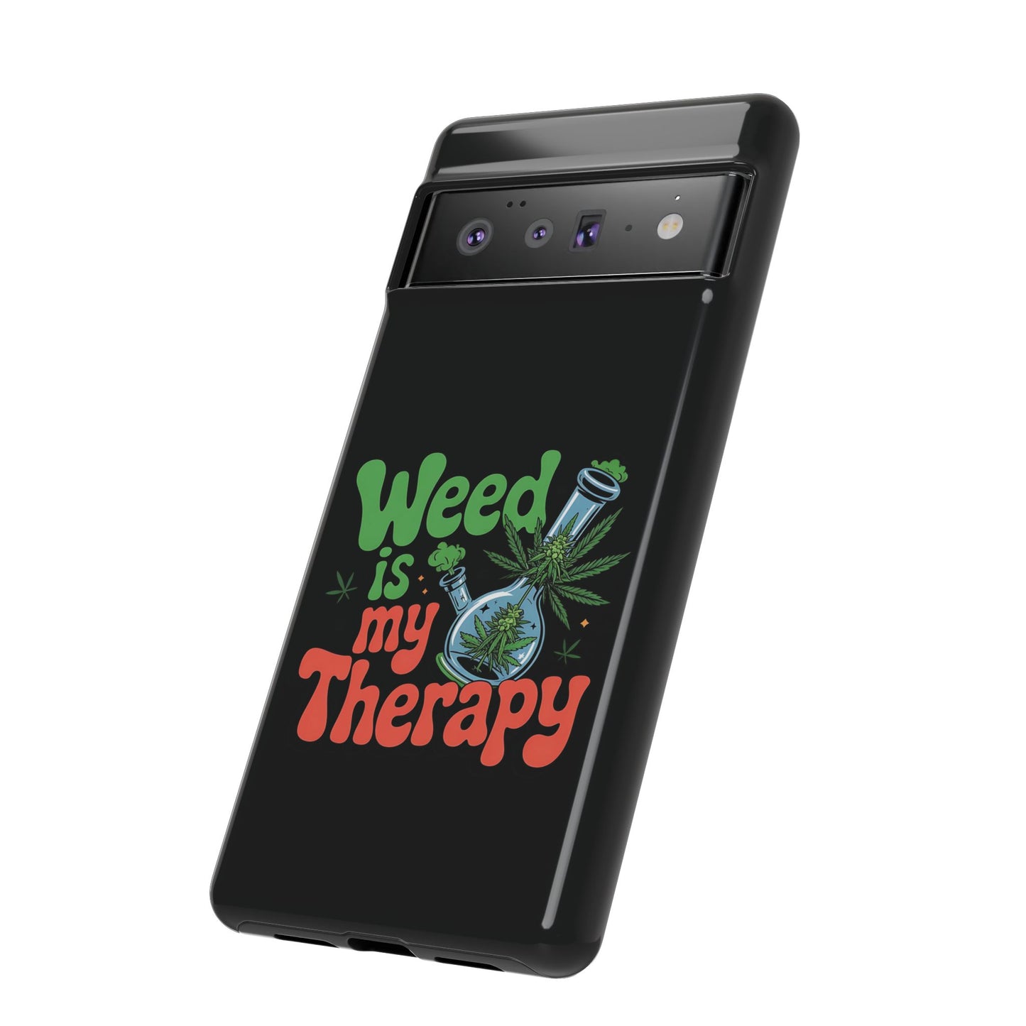 Phone Case — "Weed Is My Therapy" Retro Cannabis Design