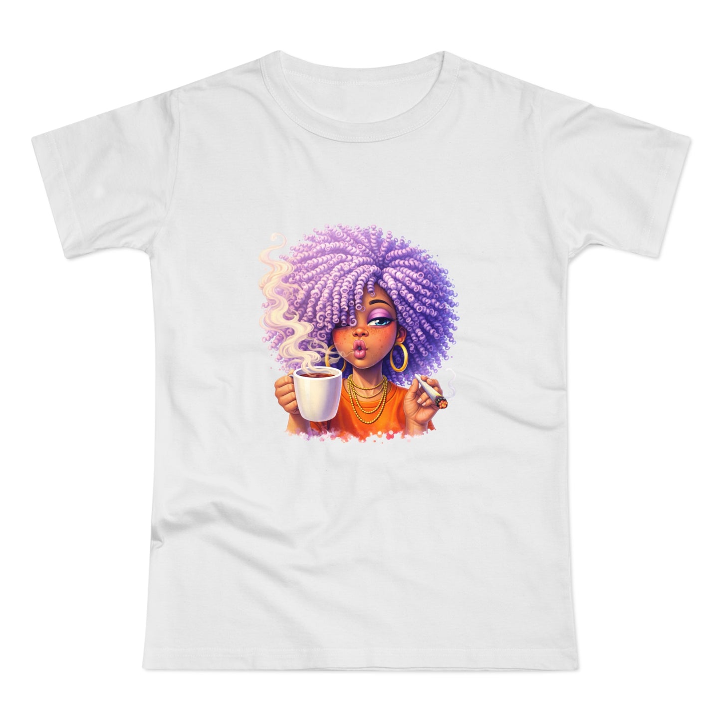 Women's T-Shirt — Afro Puff Coffee Girl Graphic Tee