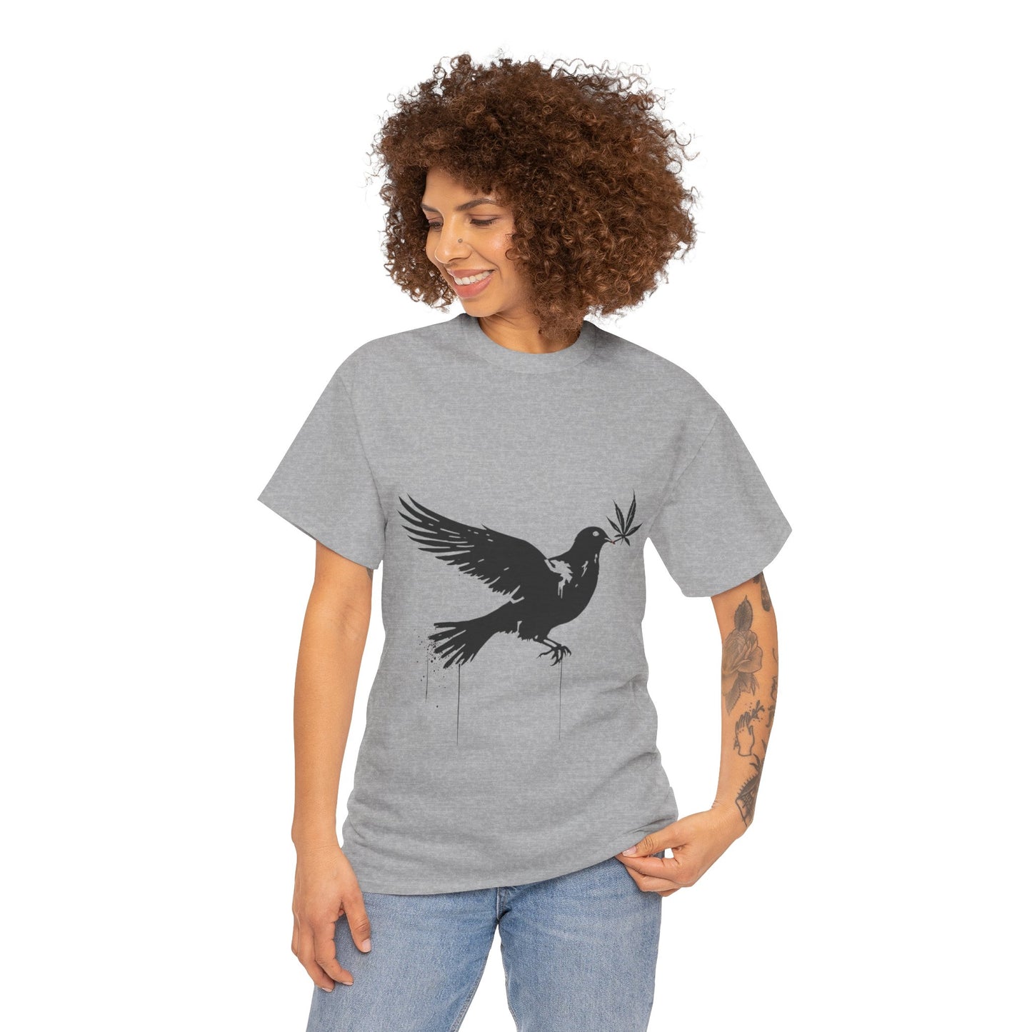Dove with Weed Leaf Tee — Peace Dove Graphic T-Shirt