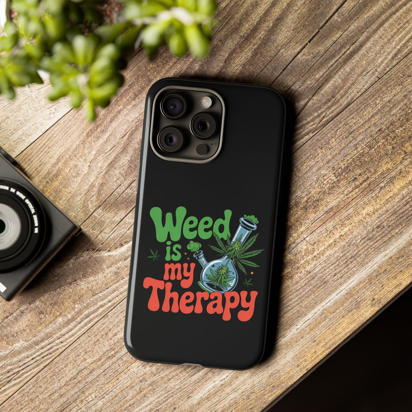 Phone Case — "Weed Is My Therapy" Retro Cannabis Design