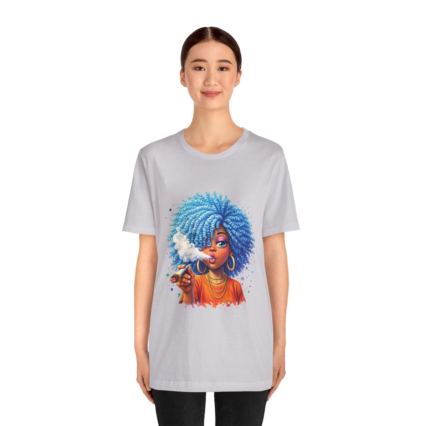 Afro Puff Vibes T-Shirt — Cool Blue Hair Graphic Tee