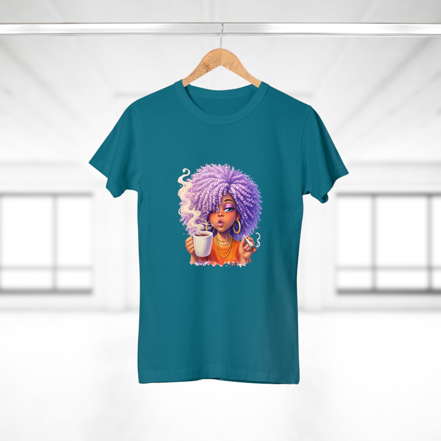 Women's T-Shirt — Afro Puff Coffee Girl Graphic Tee