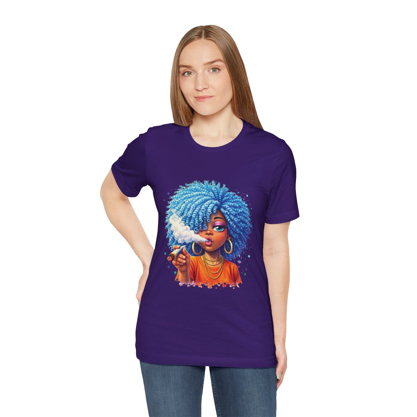Afro Puff Vibes T-Shirt — Cool Blue Hair Graphic Tee