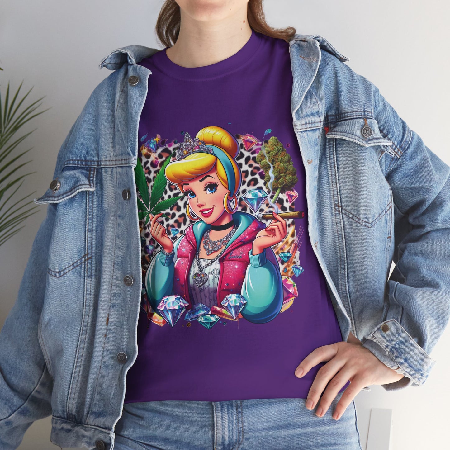 Cinderella Stoner Graphic Tee — Retro Princess Smoking Weed Art Shirt