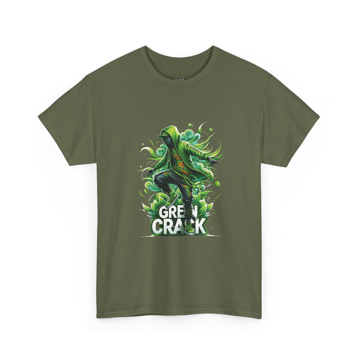 Green Crack Skateboarder T-Shirt — Urban Skate Tee with 'GREEN CRACK' Graphic