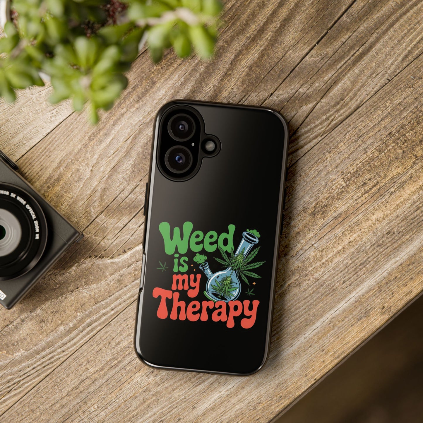 Phone Case — "Weed Is My Therapy" Retro Cannabis Design
