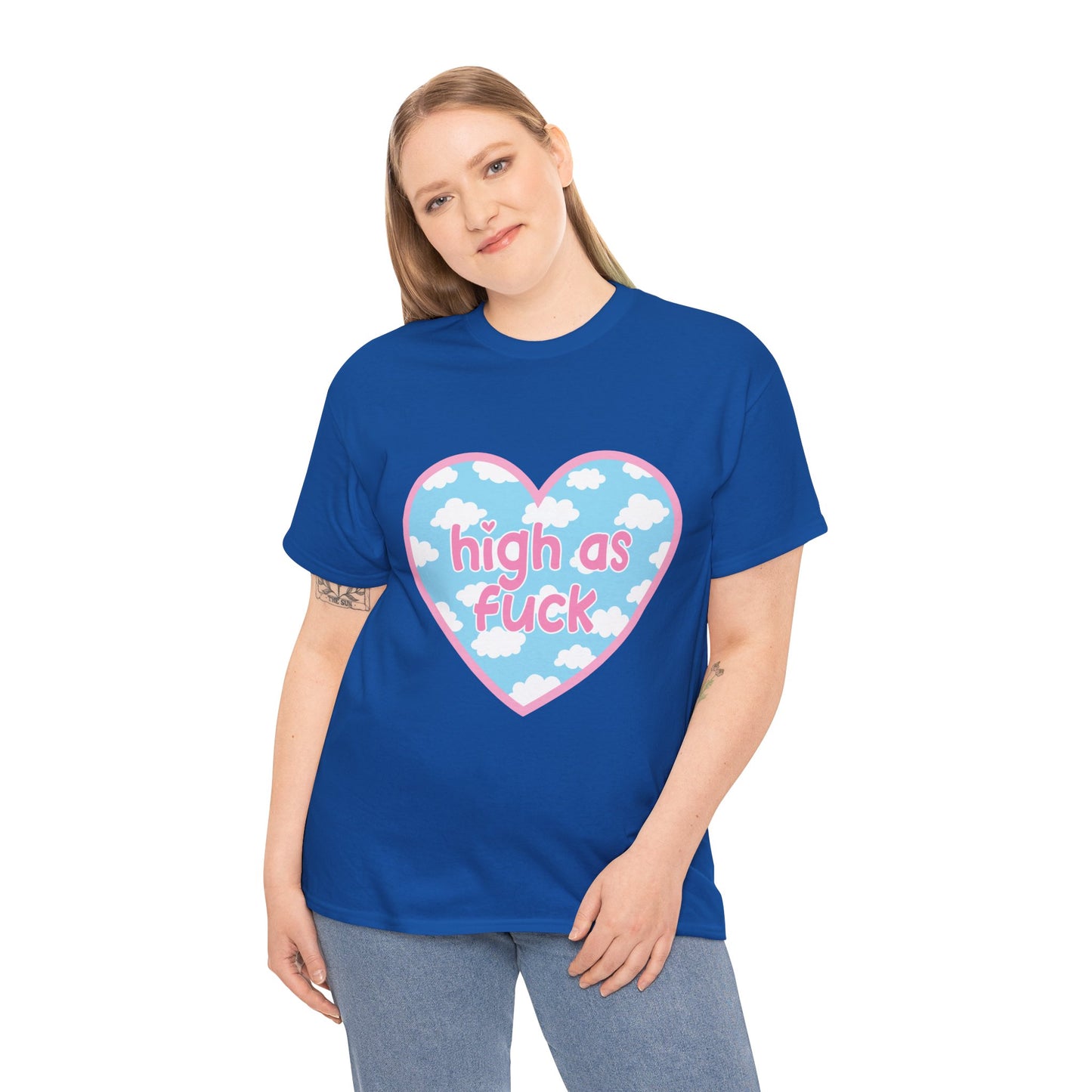 High as F*** Heart Tee — Cute Pastel Cloud Graphic T-Shirt