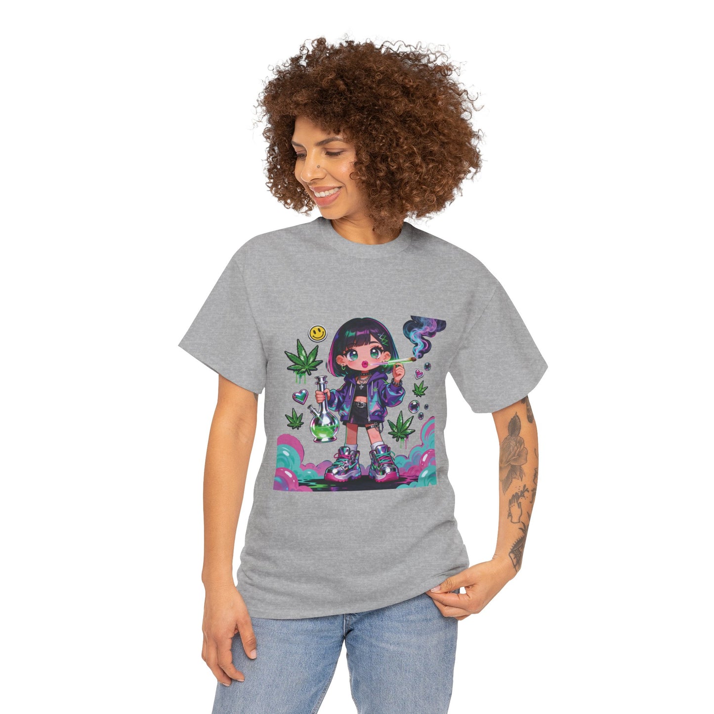 Graphic Tee — Cute Grunge Girl with 420 Art (Kawaii Stoner Aesthetic)