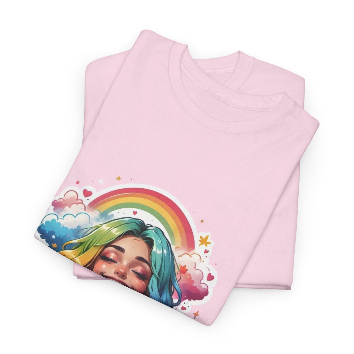 Rainbow Girl T-Shirt — Colorful Smiling Portrait Tee