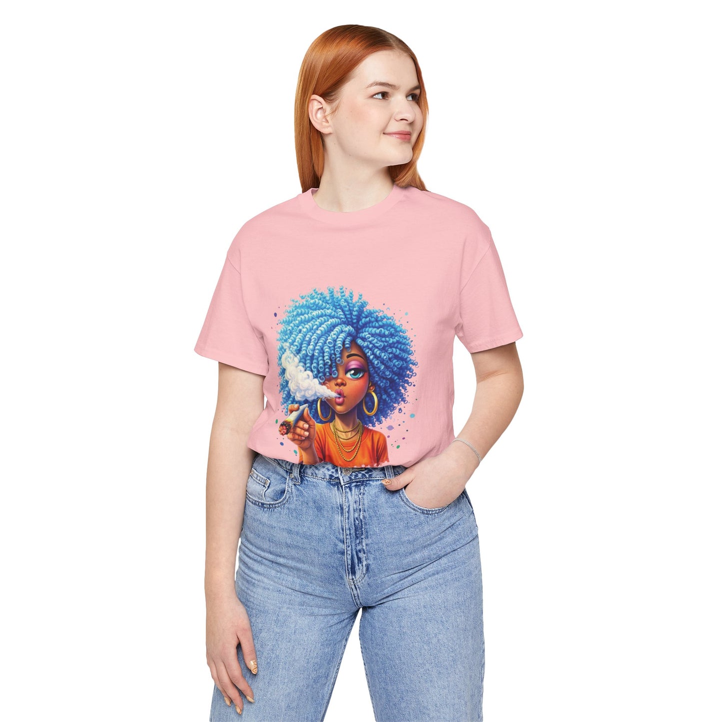 Afro Puff Vibes T-Shirt — Cool Blue Hair Graphic Tee