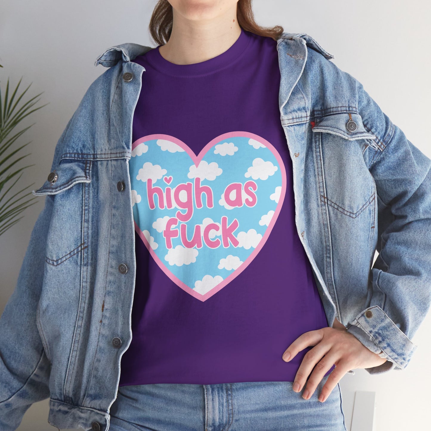 High as F*** Heart Tee — Cute Pastel Cloud Graphic T-Shirt
