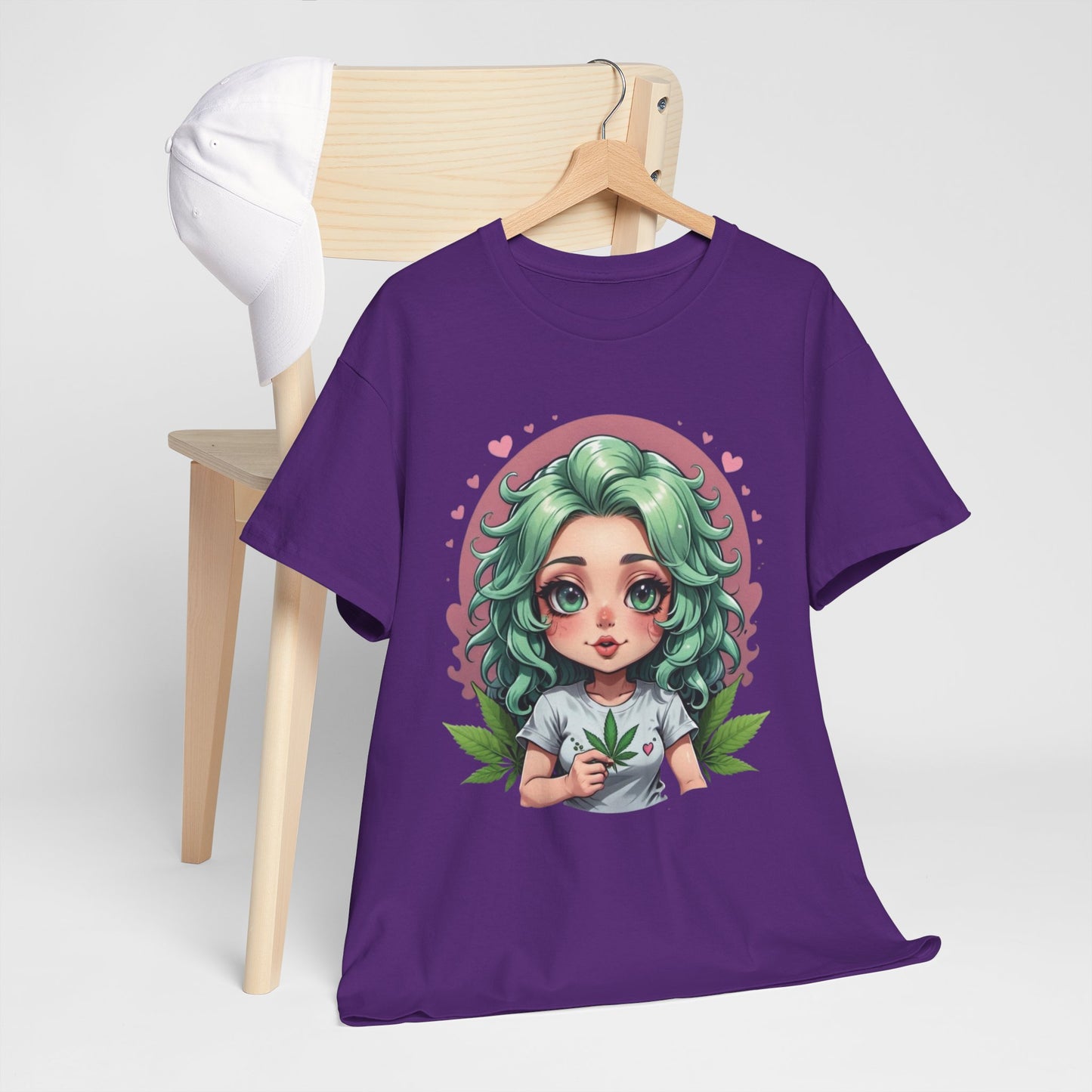 Plant Girl Cute Tee — Green Hair Anime Girl Graphic T-Shirt