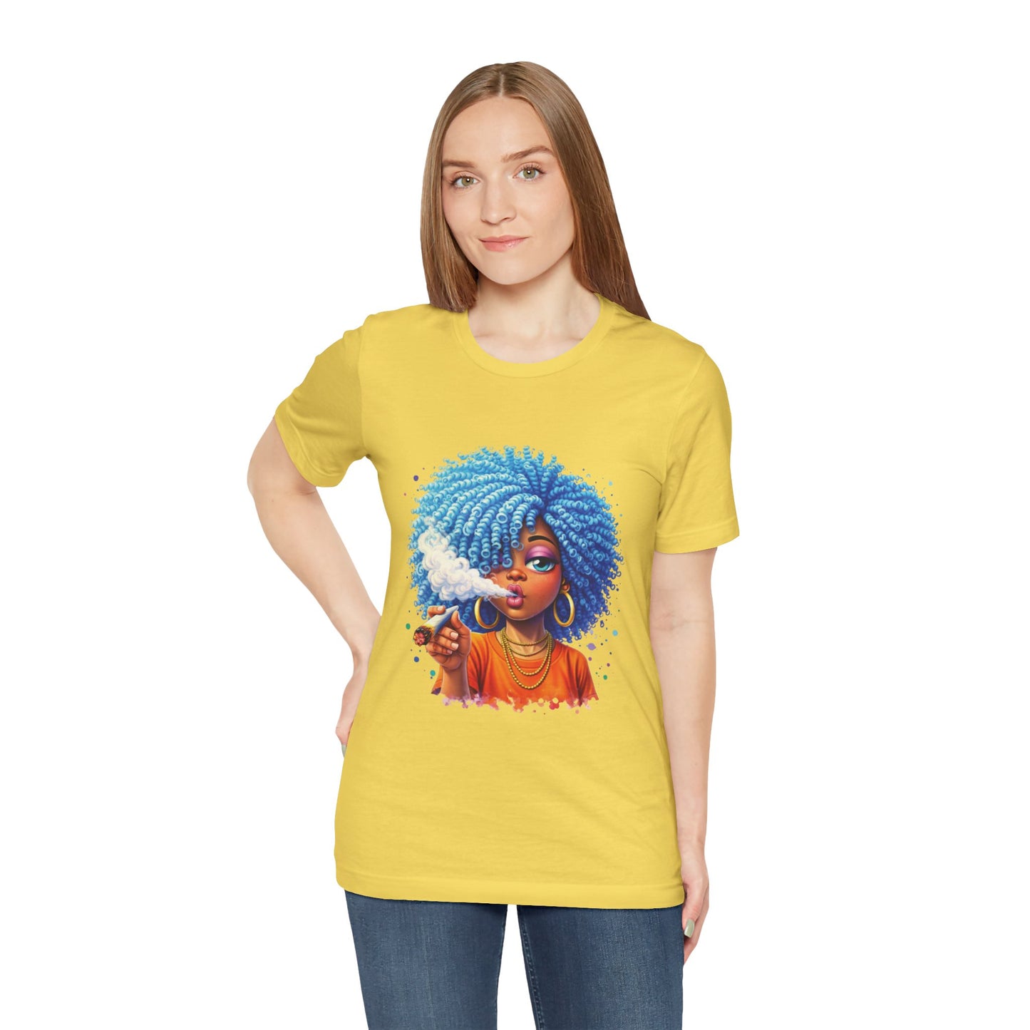 Afro Puff Vibes T-Shirt — Cool Blue Hair Graphic Tee