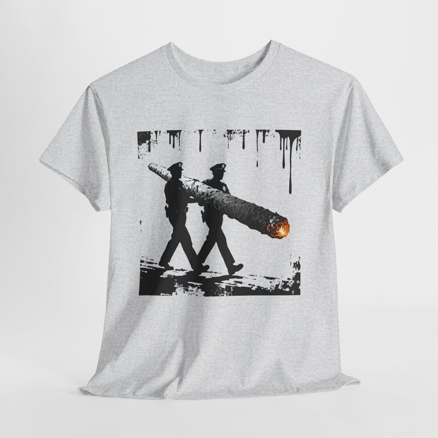 Graphic Tee — Police Carrying a Giant Burning Cigar Street Art Design