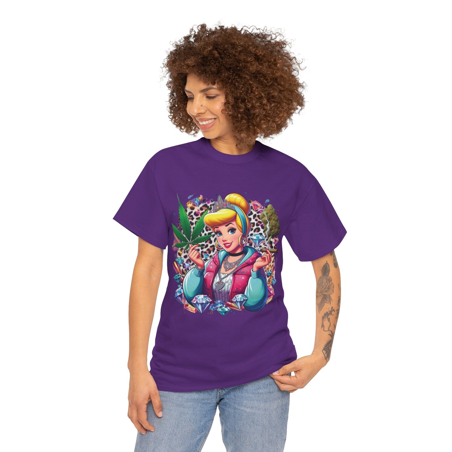 Cinderella Stoner Graphic Tee — Retro Princess Smoking Weed Art Shirt