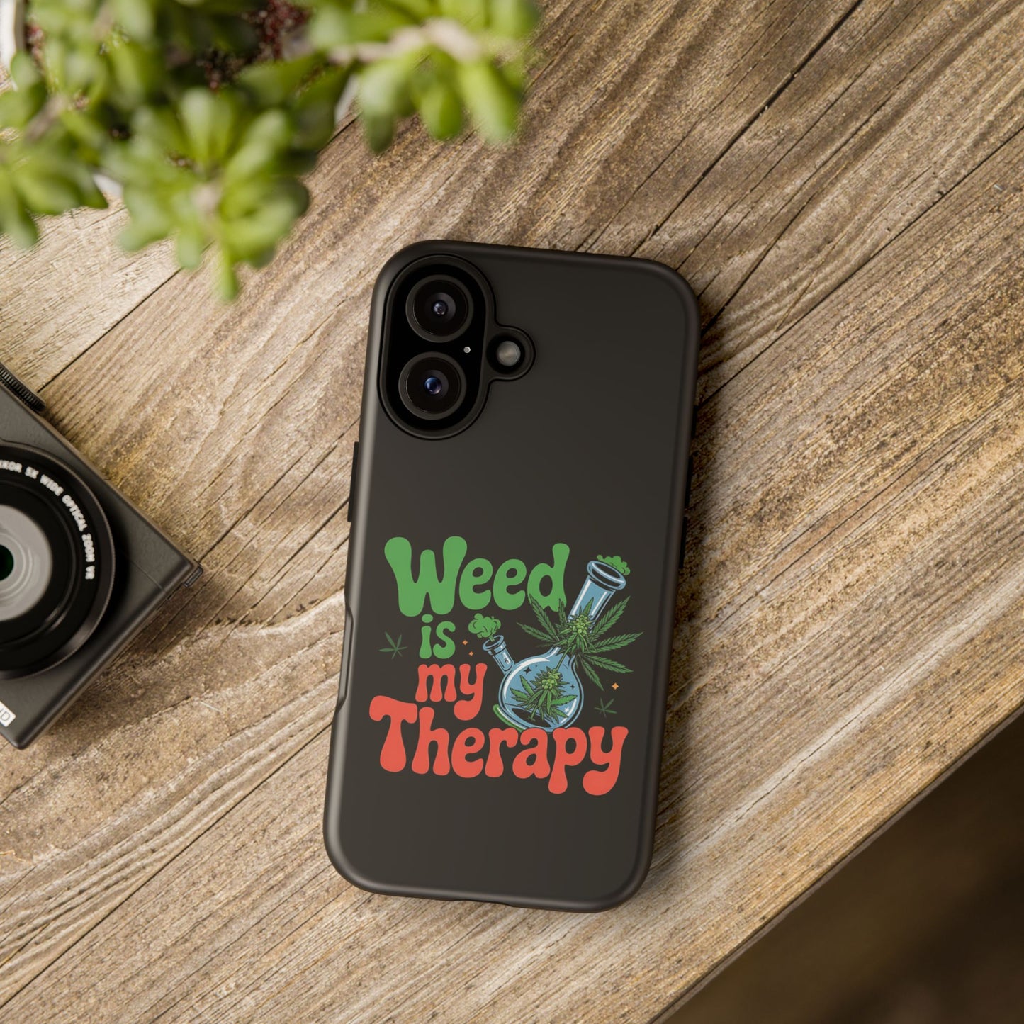 Phone Case — "Weed Is My Therapy" Retro Cannabis Design