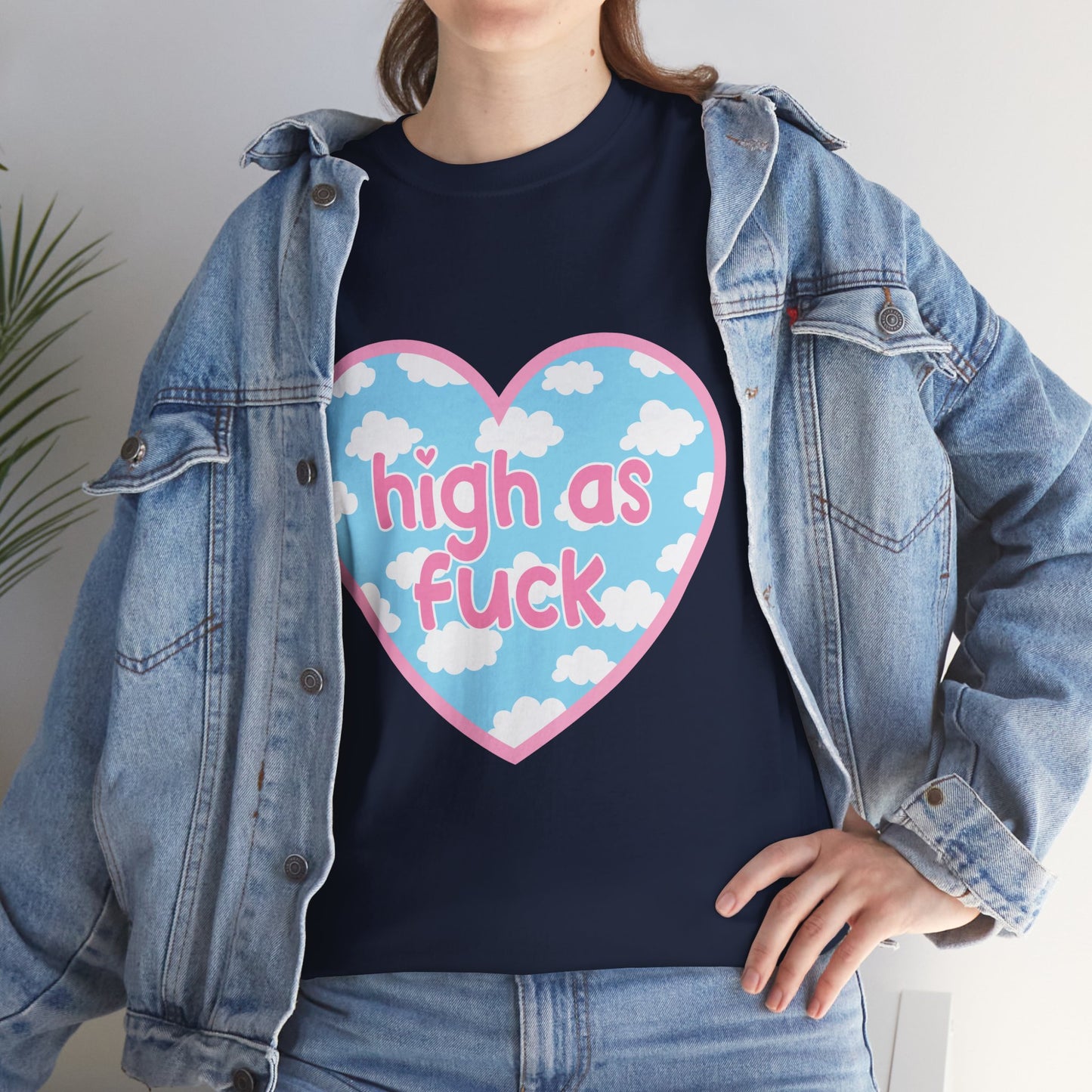 High as F*** Heart Tee — Cute Pastel Cloud Graphic T-Shirt